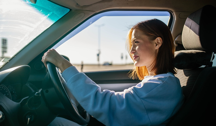girl driving a car